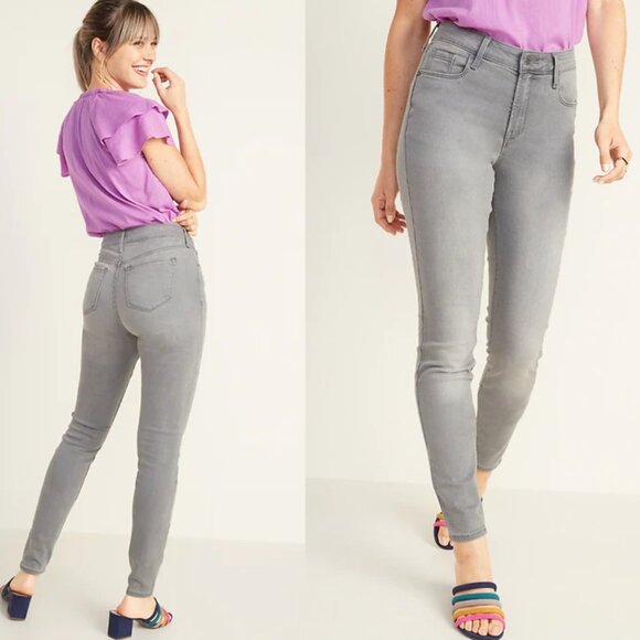 Old Navy Rockstar Light Grey Wash High Waist Stretch Slim Skinny Jeans size 6 - Picture 1 of 8